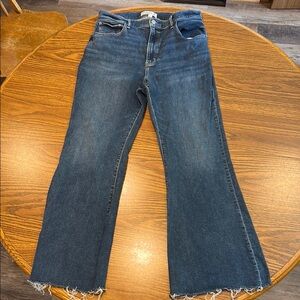Abercrombie & Fitch The Flare Ultra High Rise Curve Love Jeans Raw Hem